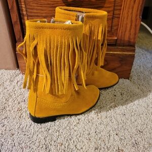 Yellow Fringe Suede toddler Indian Boots NEW